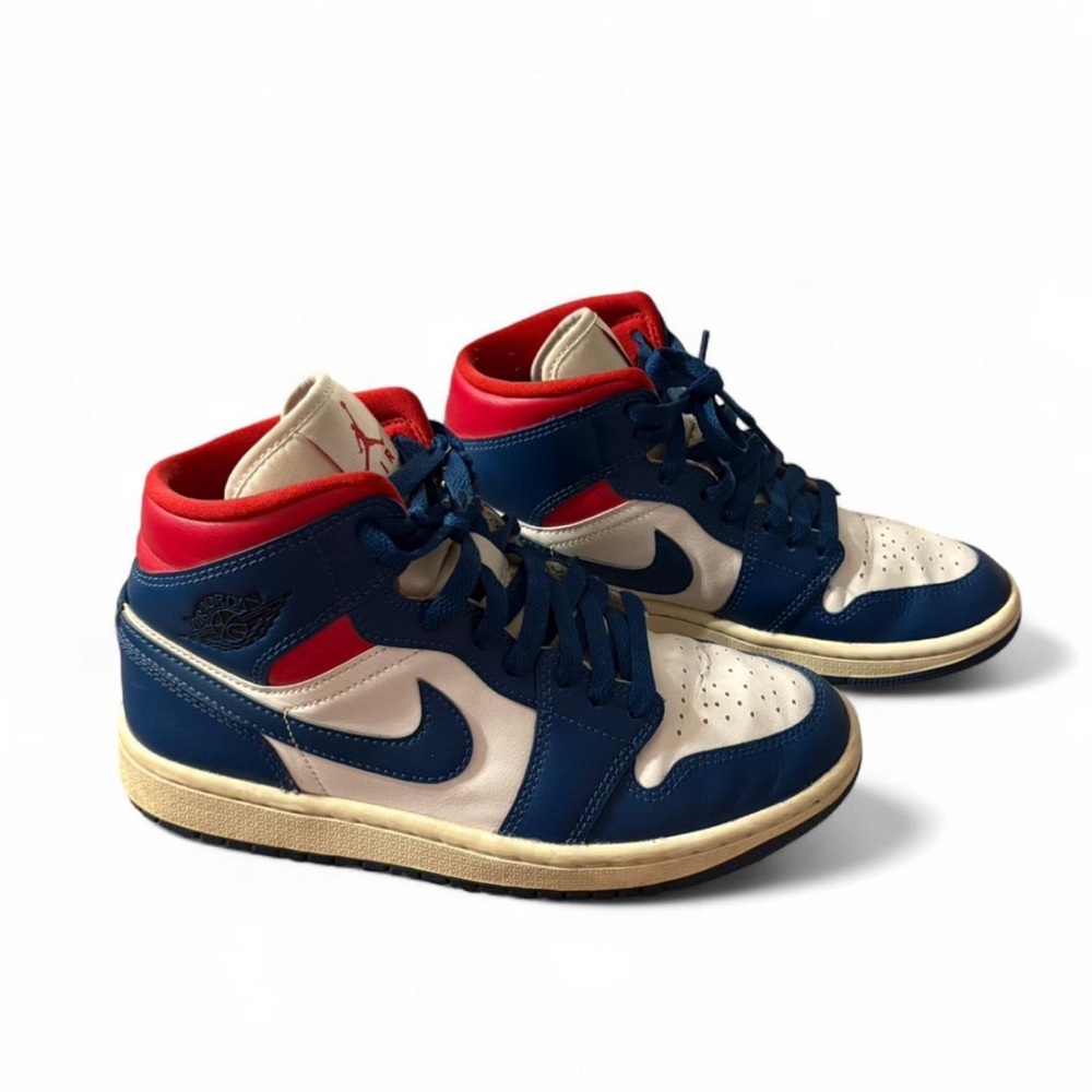 Jordan Athletic Shoes in Blue, Red, and Cream
